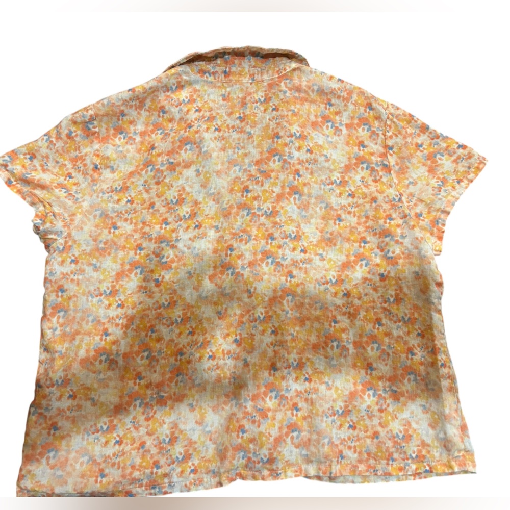 cloth & stone Floral Short-Sleeve Button Front Blouse in Peach Multi - Picture 5 of 6